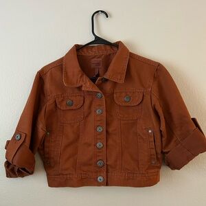 Women’s Cropped Rust Brown Denim Jacket